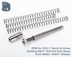 Mechaniczny system redukcji odrzutu DPM 1911 5" Barrel & Clones "Bushing ONLY" Rod End Petal Shape 9mm 40s&w .45ACP .38Super 